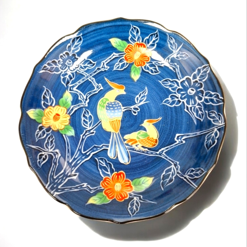 Vintage Arita Juzan Hama Namasu Japanese Handpainted Signed Golden Pheasant Sauc